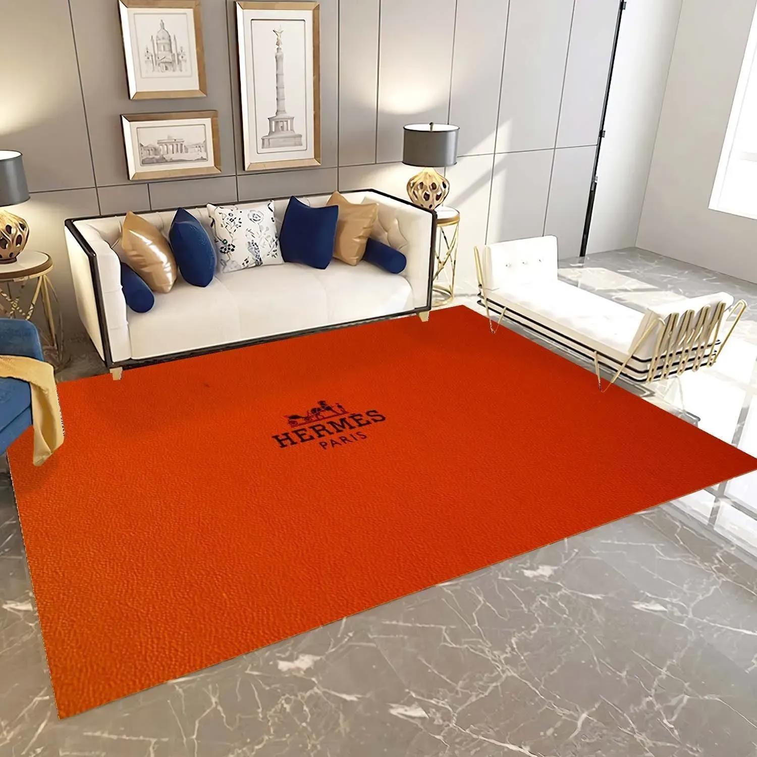 Hermes limited logo type 1113. Upgrade Your Living Room with Luxury Home Decor: Area Carpets, Floor Decor, Door Mats, and Hot Gift Items with style a High-End Fashion Brand Rectangle Rug