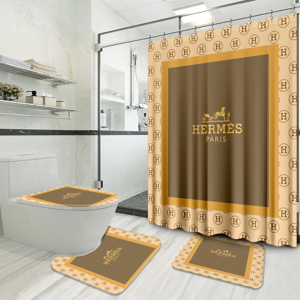 Hermes luxury brand preium bathroom set with shower curtain Bathroom Set