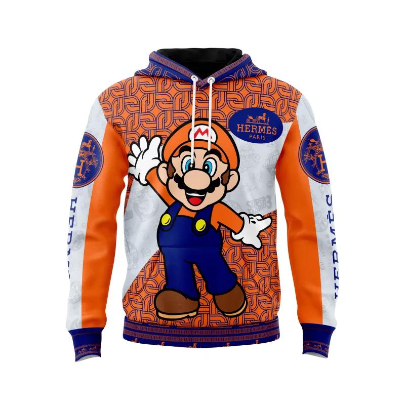 Hermes mario orange unisex hoodie outfit for men women luxury brand clothing special gift Hoodie 3D