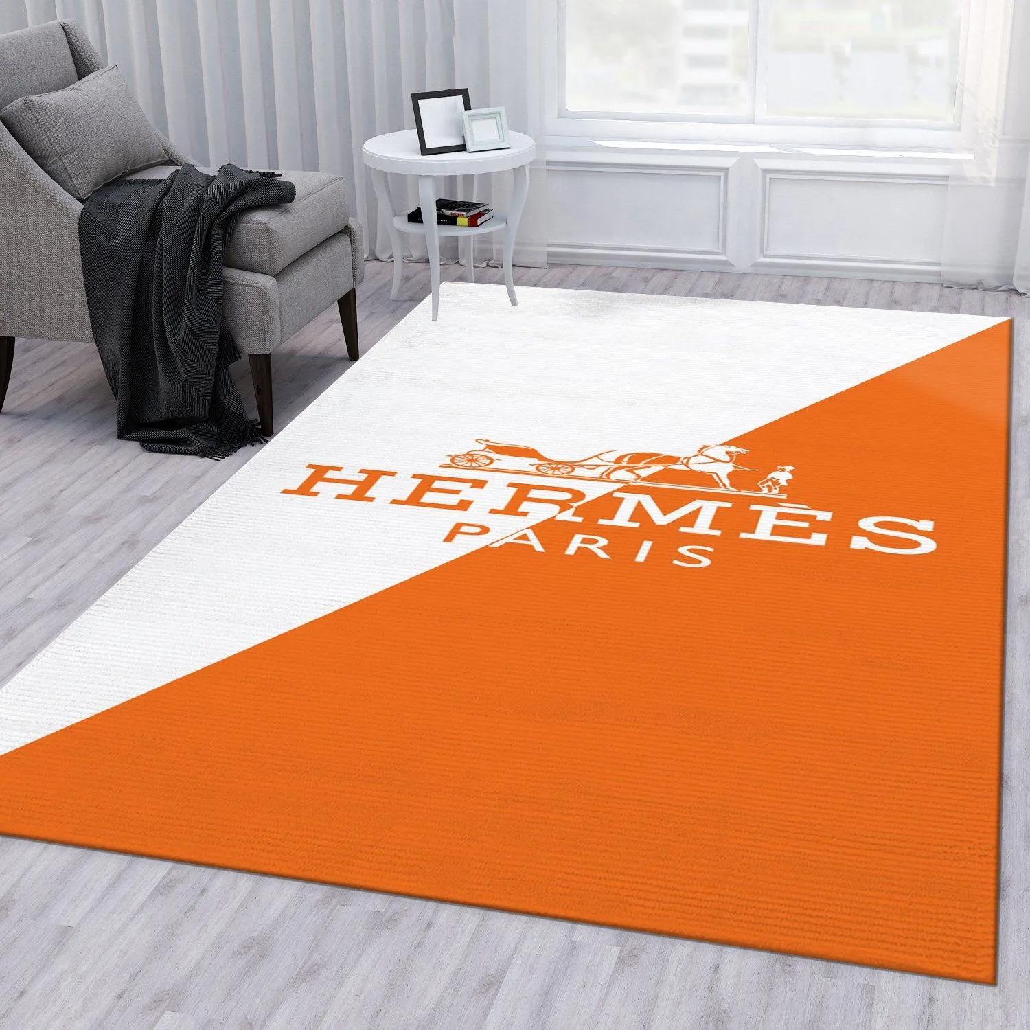 Hermes orange s logo type 769. Upgrade Your Living Room with Luxury Home Decor: Area Carpets, Floor Decor, Door Mats, and Hot Gift Items with style a High-End Fashion Brand Rectangle Rug