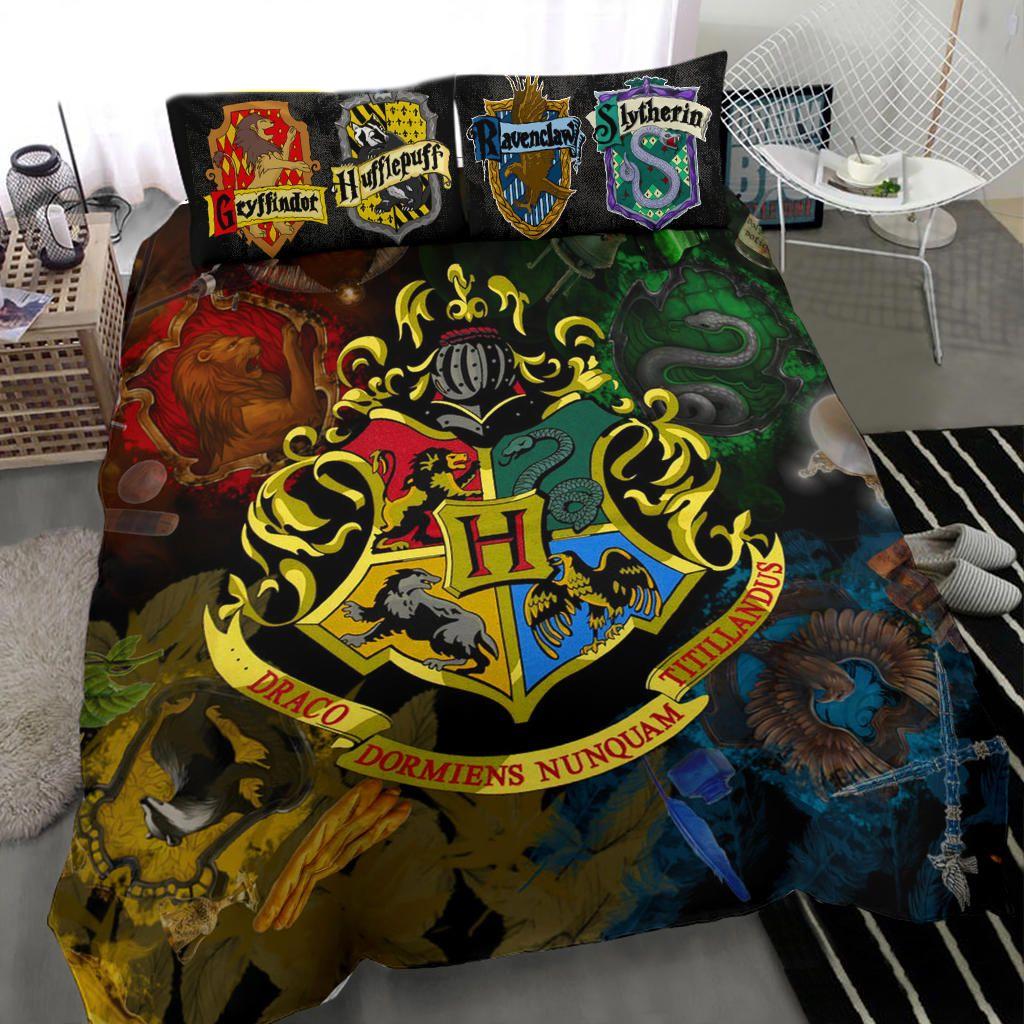 Hogwarts logo harry potter movie full  Bedding Sets bedspread blankets bed linen covers sheets bedclothes home decor duvet Bedroom ideas