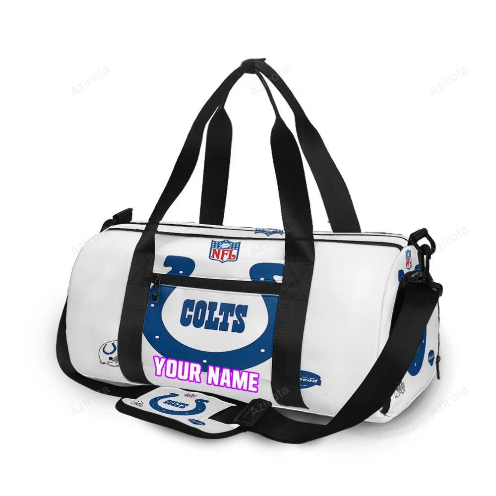 Indianapolis colts horseshoe helmet white personalized name travel bag gym bag 947 Travel Bag