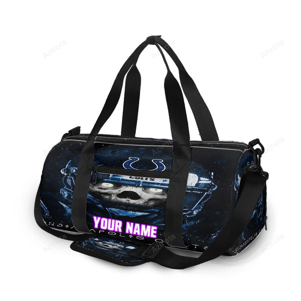 Indianapolis colts skull wearing helmet personalized name travel bag gym bag 1990 Travel Bag
