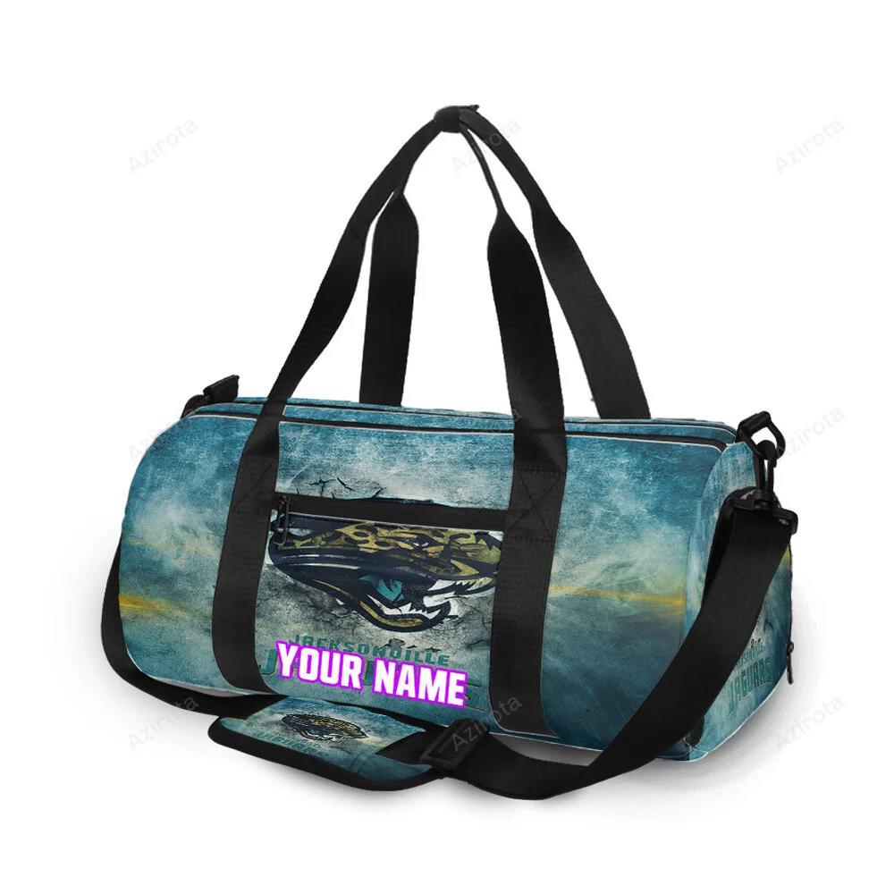 Jacksonville jaguars emblem vintage texture personalized name travel bag gym bag 254 Travel Bag