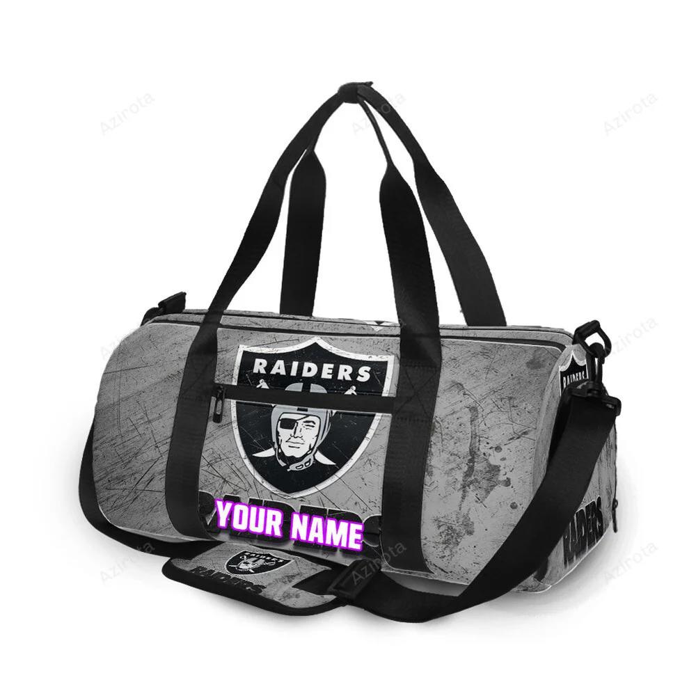 Las vegas raiders logo art texture personalized name travel bag gym bag 486 Travel Bag