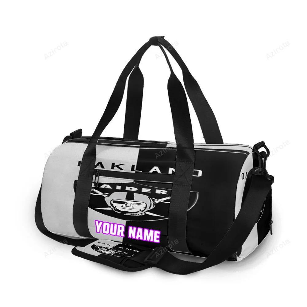 Las vegas raiders logo black and white personalized name travel bag gym bag 1186 Travel Bag