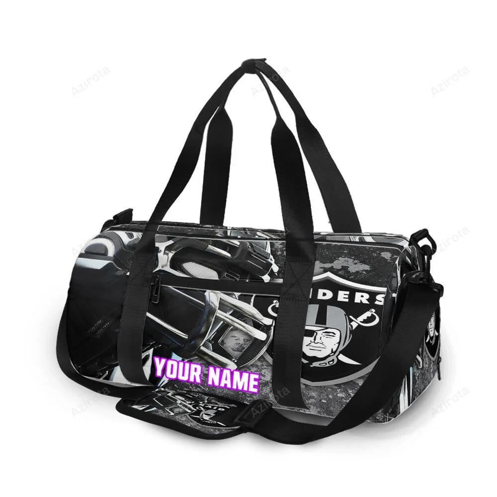 Las vegas raiders logo player art personalized name travel bag gym bag 770 Travel Bag