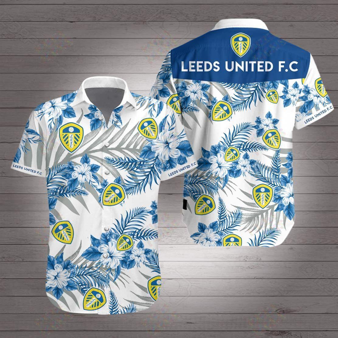 Leeds united fc hawaiian shirt summer button up Hawaii Shirt Shorts & Flip Flops