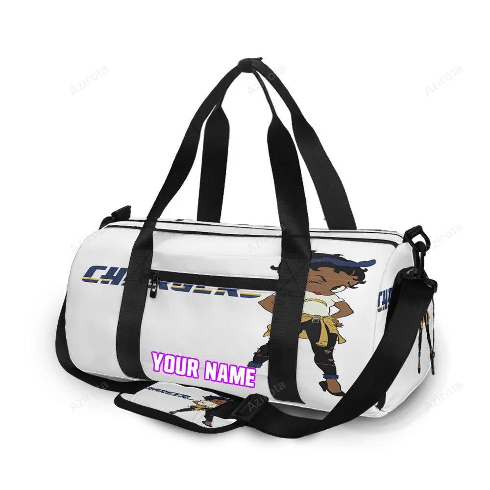 Los angeles chargers betty boop v42 personalized name travel bag gym bag 812 Travel Bag