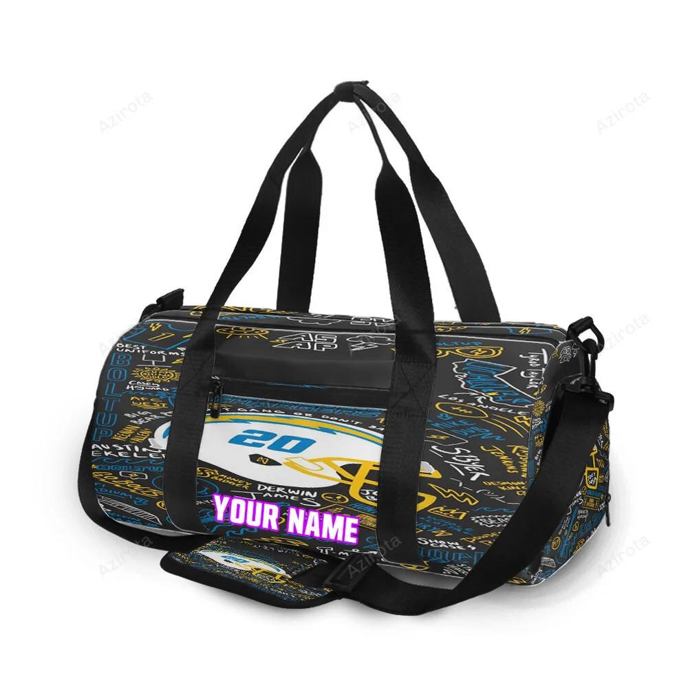 Los angeles chargers helmet text personalized name travel bag gym bag 2116 Travel Bag