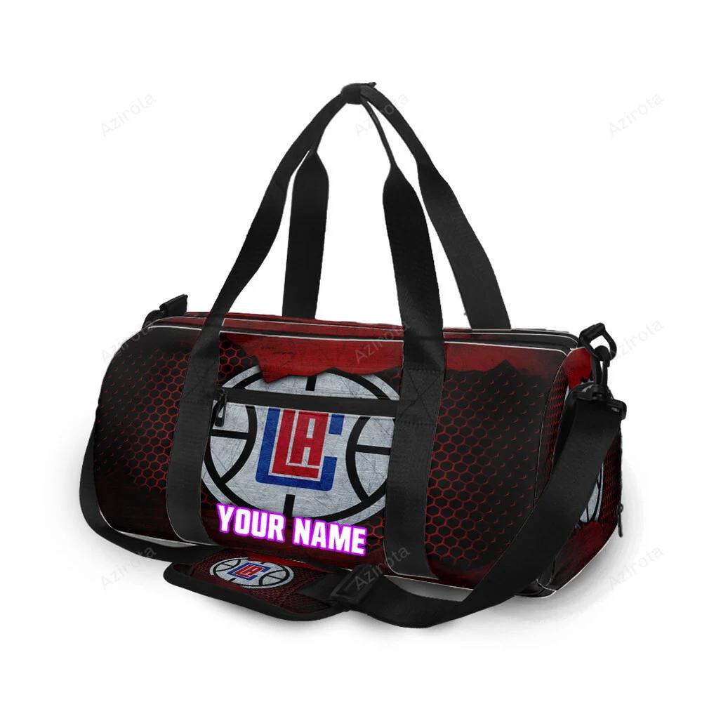 Los angeles clippers metal texture personalized name travel bag gym bag 1053 Travel Bag