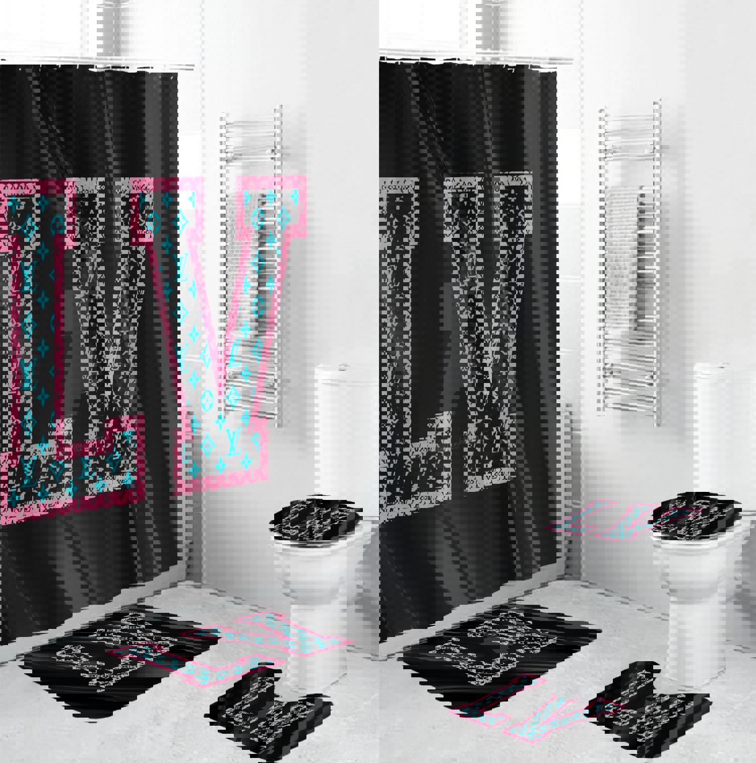 Louis vuitton bathroom set luxury fashion brand hypebeast home decor bath mat Bathroom Set