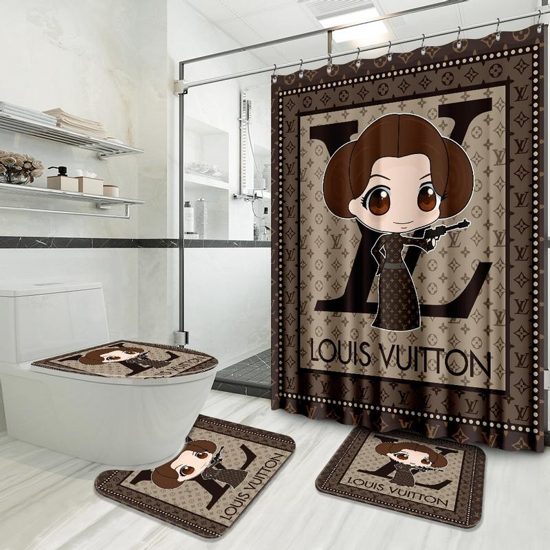 Louis vuitton bathroom set luxury shower curtain waterproof luxury brand hot 2023 69 Bathroom Accessory Sets