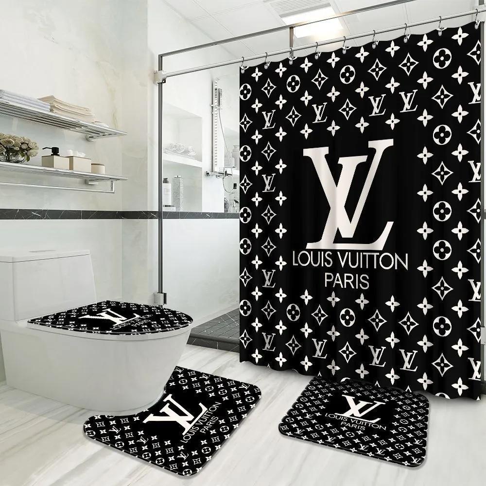 Louis vuitton bathroom set luxury shower curtain waterproof luxury brand with logo louis vuitton 15 277 Bathroom Set