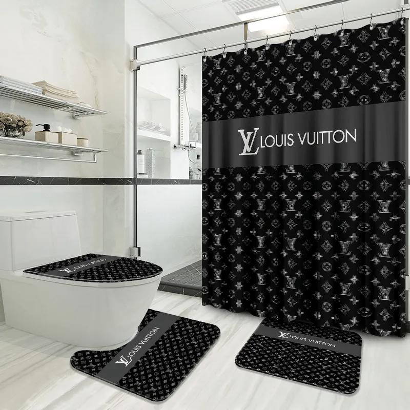 Louis vuitton bathroom set luxury shower curtain waterproof luxury brand with logo louis vuitton 38 300 Bathroom Set