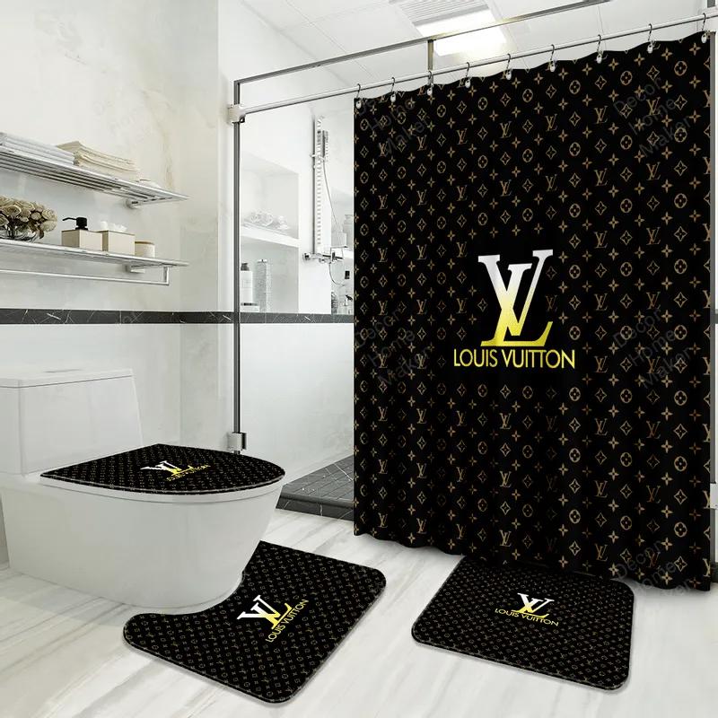 Louis vuitton bathroom set luxury shower curtain waterproof luxury brand with logo louis vuitton 44 305 Bathroom Set