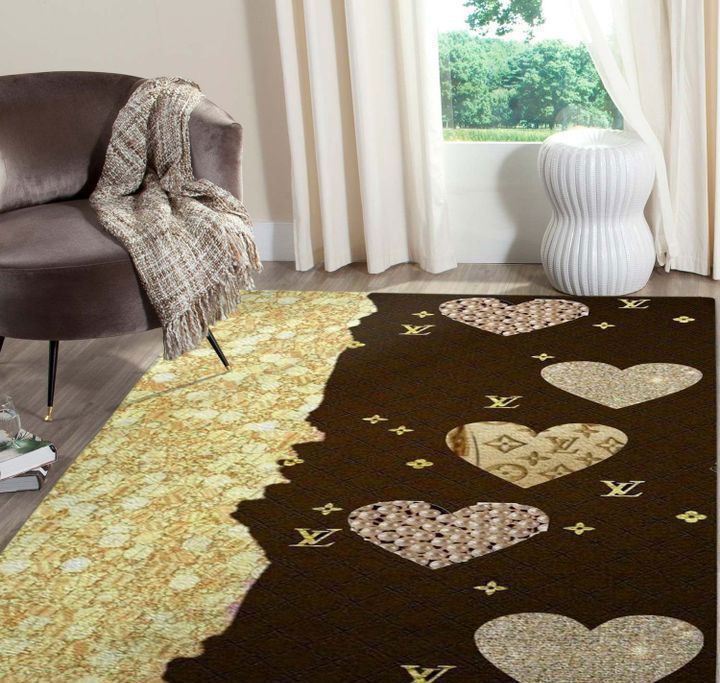 Louis vuitton heart logo type 671. Upgrade Your Living Room with Luxury Home Decor: Area Carpets, Floor Decor, Door Mats, and Hot Gift Items with style a High-End Fashion Brand Rectangle Rug