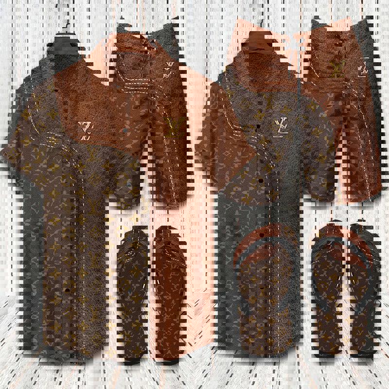 Louis vuitton lv flip flops and combo hawaii shirt shorts luxury brand summer outfit 6 Hawaii Shirt Shorts & Flip Flops