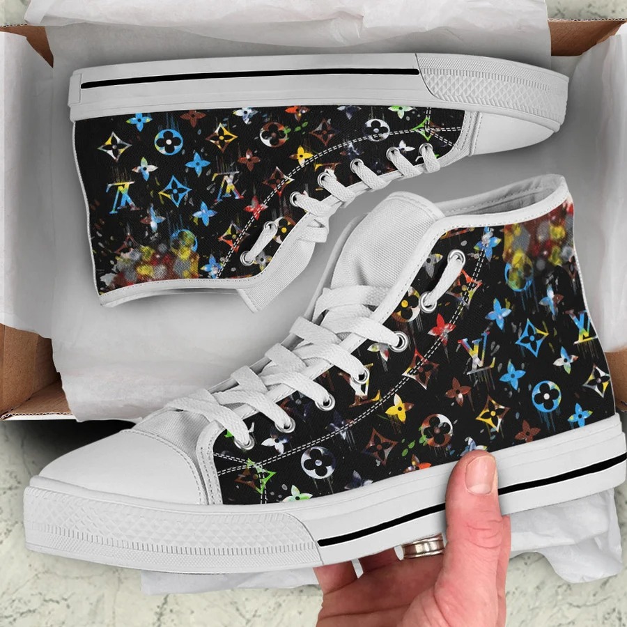 Louis vuitton multicolor high top canvas shoes sneakers hot best lv for men women hot 2023 High Top Canvas Shoes
