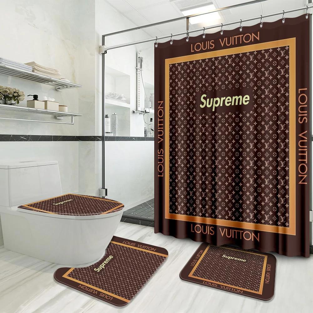 Louis vuitton supreme brown bath mat hypebeast luxury fashion brand home decor bathroom sets Bathroom Set