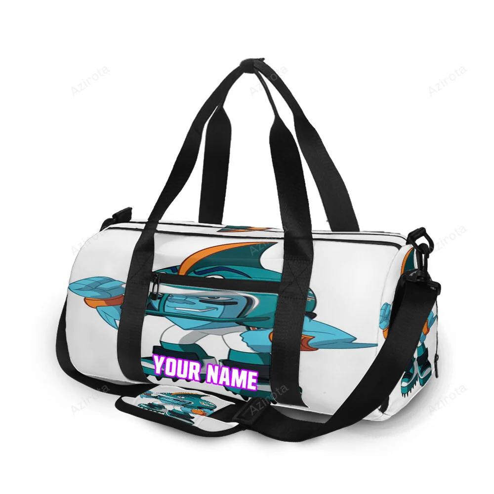 Miami dolphins art illustration personalized name travel bag gym bag 250 Travel Bag