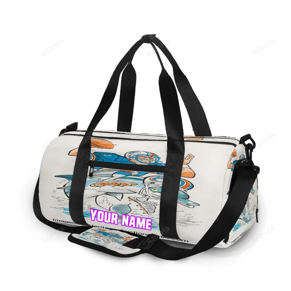 Miami dolphins jack davis personalized name travel bag gym bag 761 Travel Bag