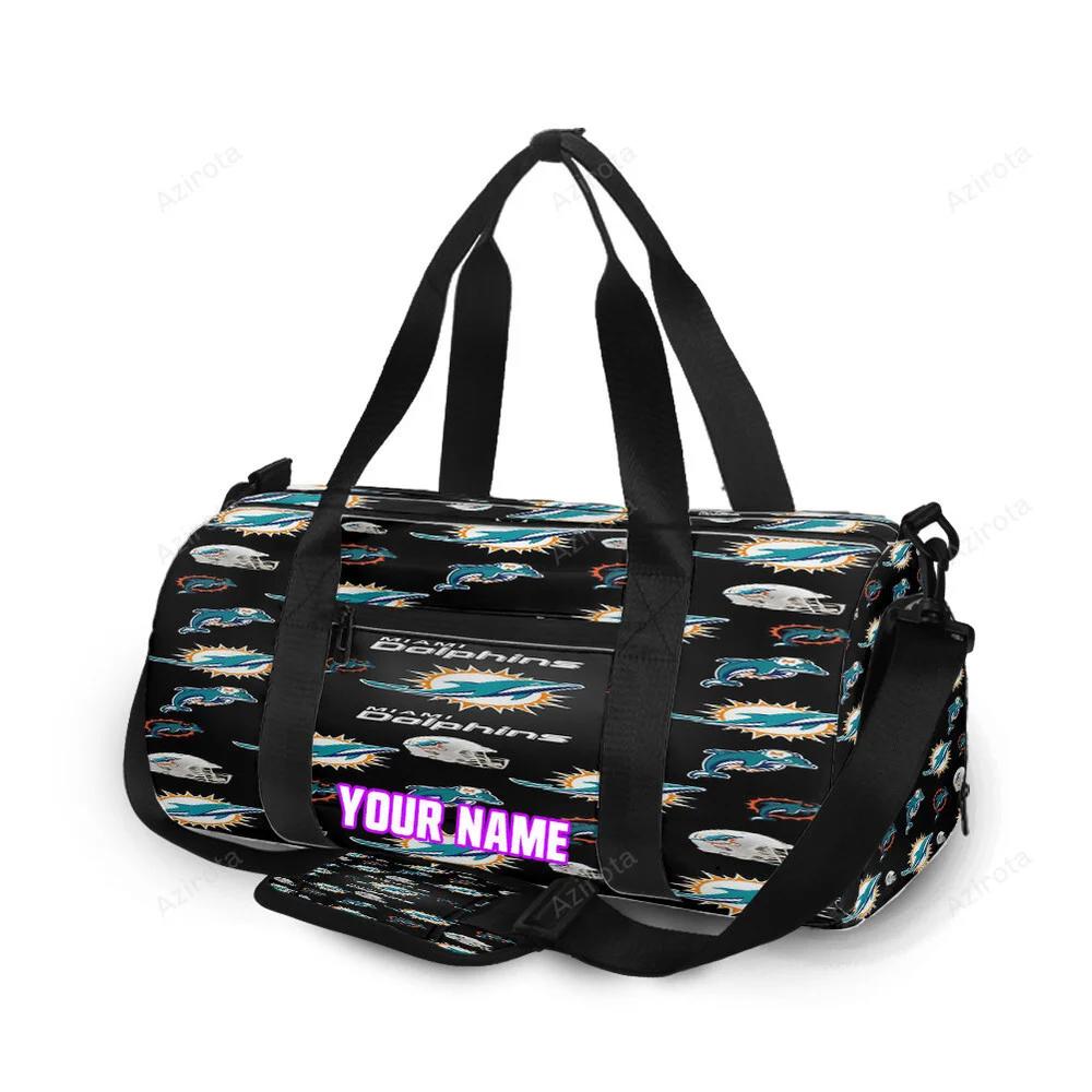 Miami dolphins logo pattern 1 personalized name travel bag gym bag 1581 Travel Bag