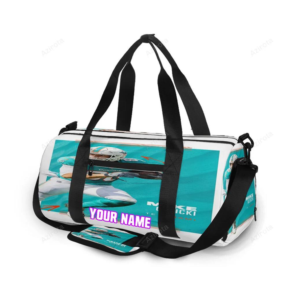 Miami dolphins mike gesicki1 personalized name travel bag gym bag 1372 Travel Bag