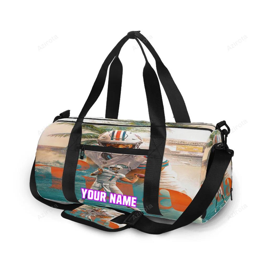 Miami dolphins tua tagovailoa2 personalized name travel bag gym bag 829 Travel Bag