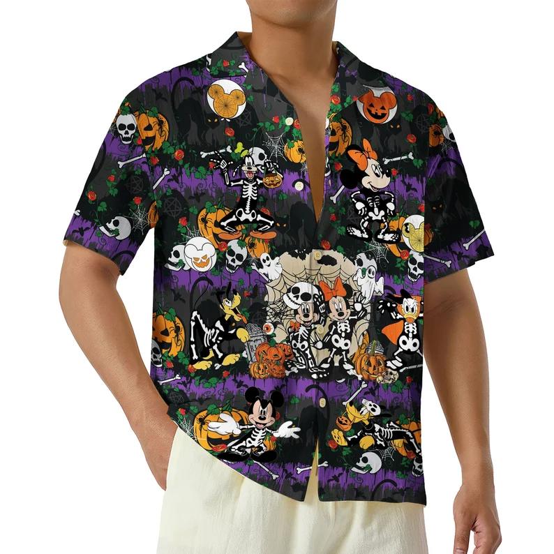 Mickey and friends halloween skeleton hawaiian shirt Hawaii Shirt Shorts & Flip Flops