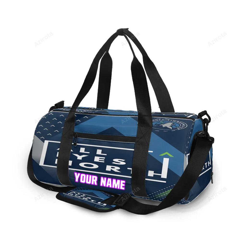 Minnesota timberwolves all eyes north v20 personalized name travel bag gym bag 1403 Travel Bag