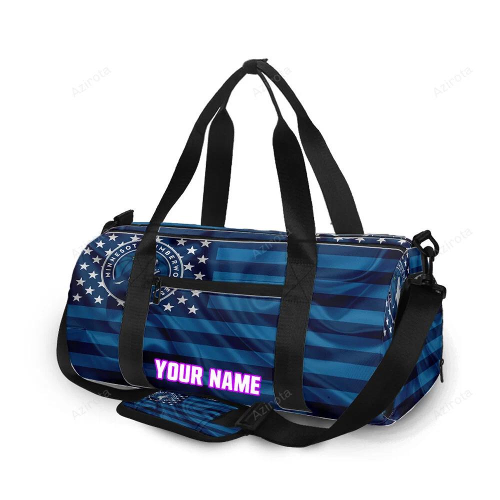 Minnesota timberwolves american flag v25 personalized name travel bag gym bag 1300 Travel Bag
