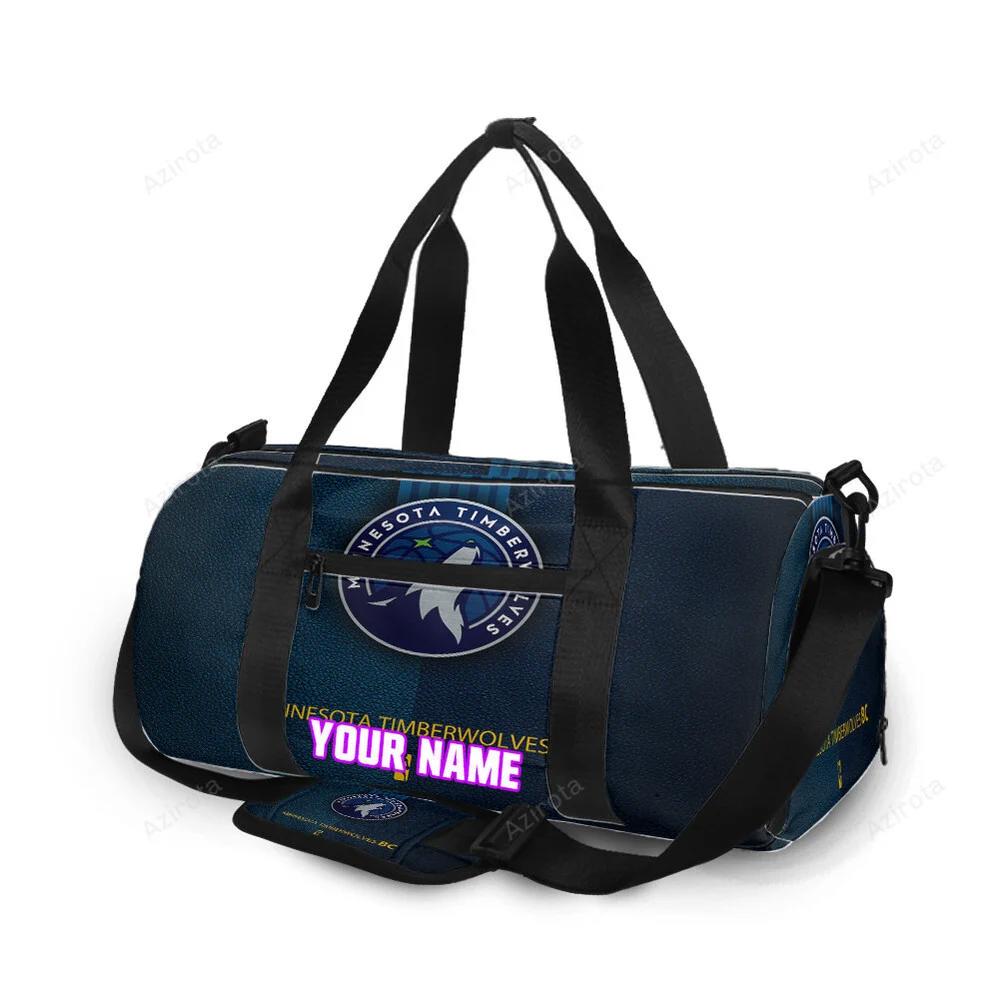 Minnesota timberwolves emblem v14 personalized name travel bag gym bag 987 Travel Bag
