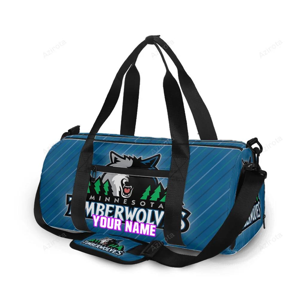 Minnesota timberwolves emblem v4 personalized name travel bag gym bag 1563 Travel Bag