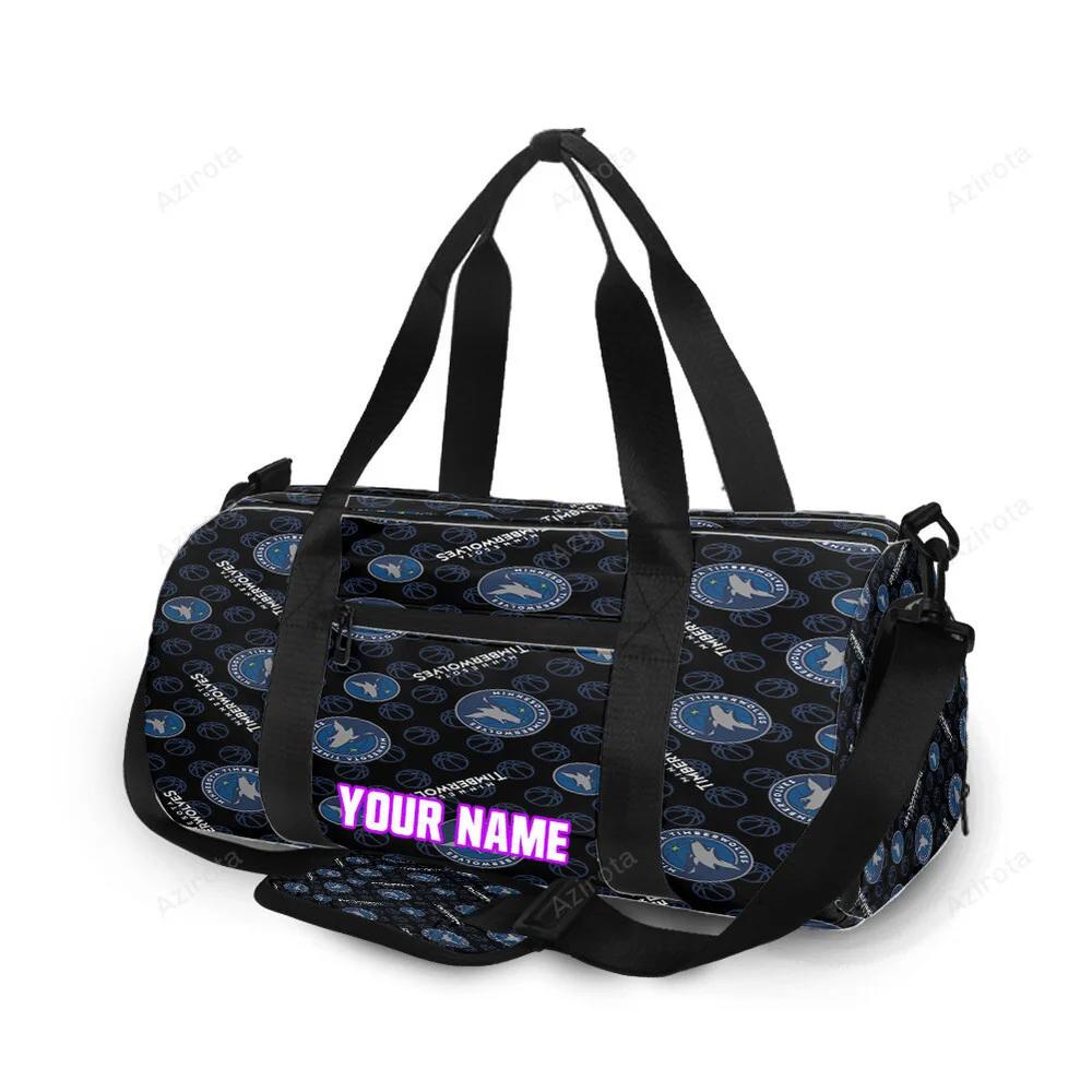 Minnesota timberwolves emblem v50 personalized name travel bag gym bag 575 Travel Bag