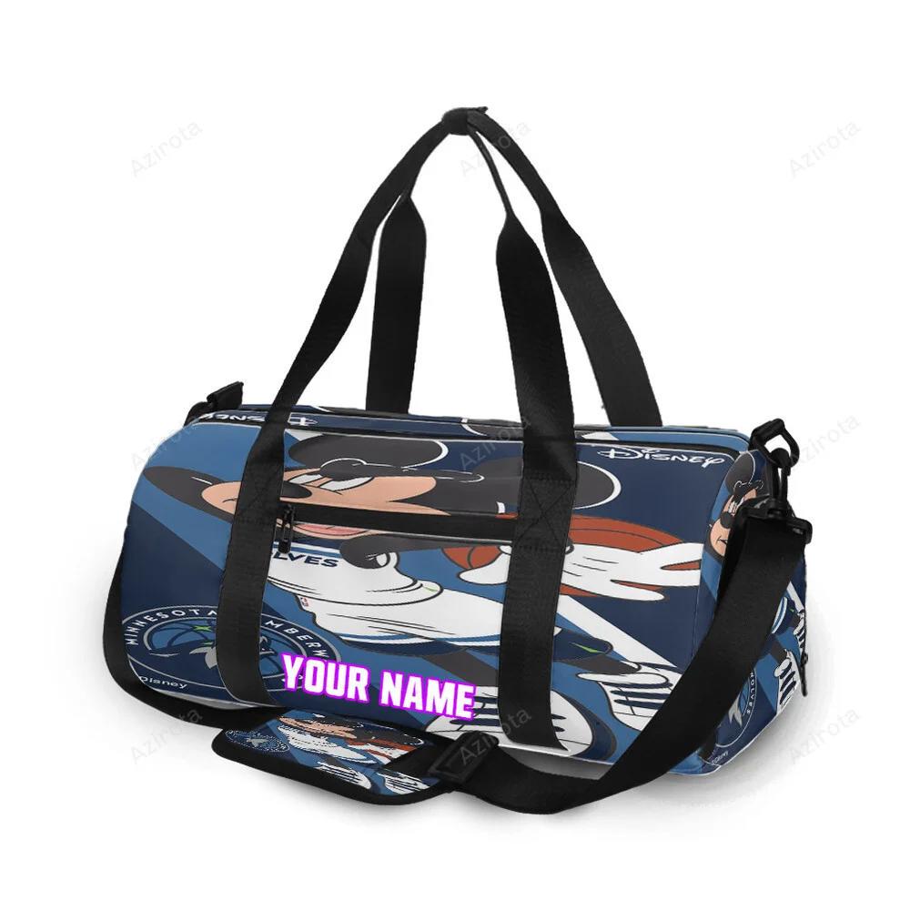Minnesota timberwolves mickey v49 personalized name travel bag gym bag 2119 Travel Bag