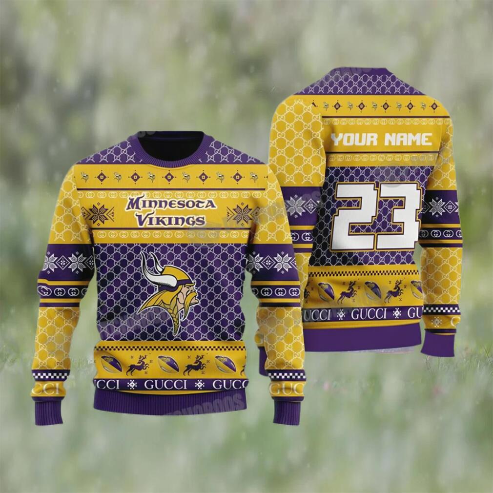 Minnesota vikings gucci custom ugly xmas sweater gift for nfl fan Christmas Ugly Sweater