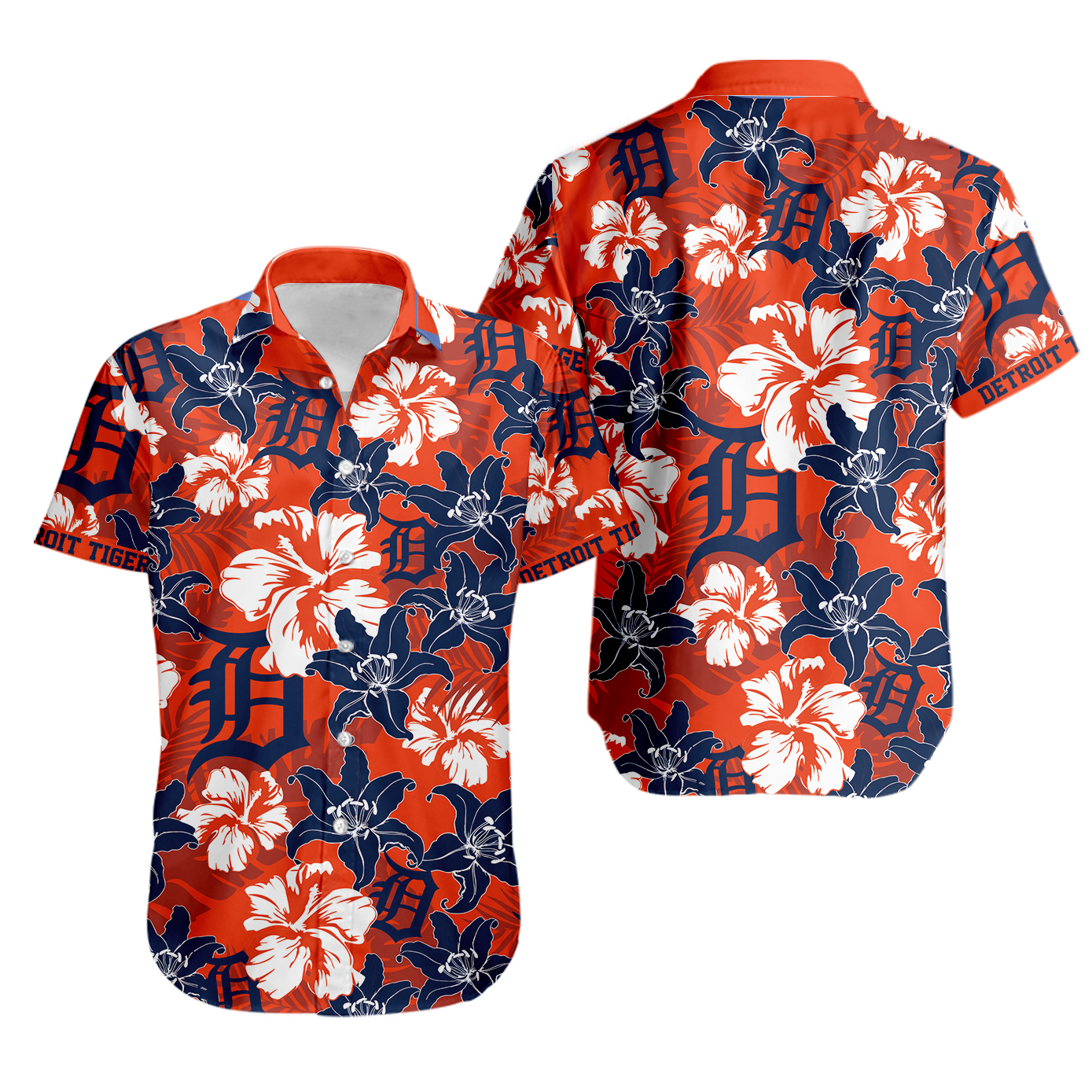 Mlb detroit tigers tropical hibiscus hawaiian shirt Hawaii Shirt Shorts & Flip Flops