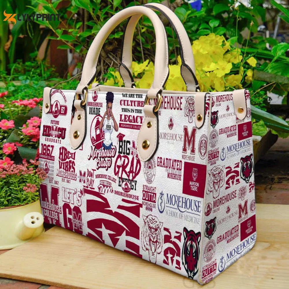 Morehouse college maroon tigers 2 leather handbag gift for women 4352 Women Leather Hand Bag