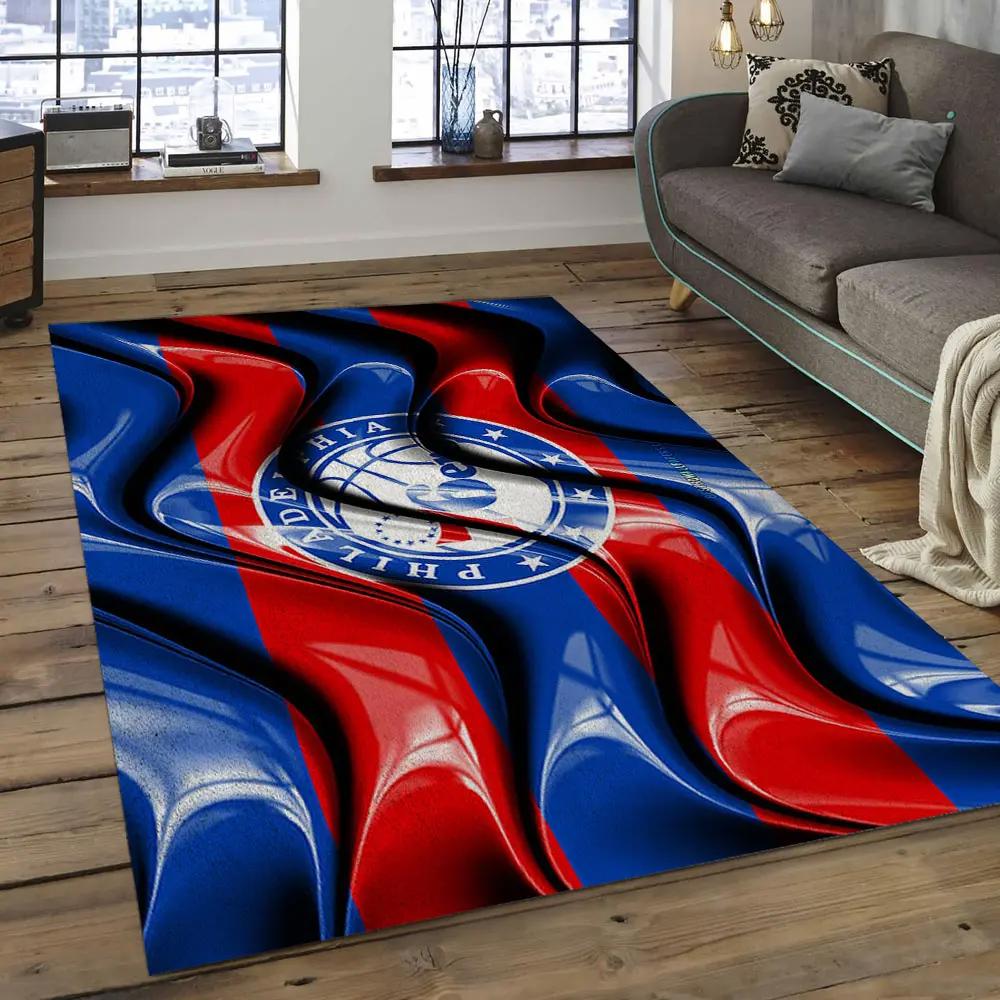 Nba philadelphia 76ers basketball legend team logo rectangle area p7630 Rectangle Rug