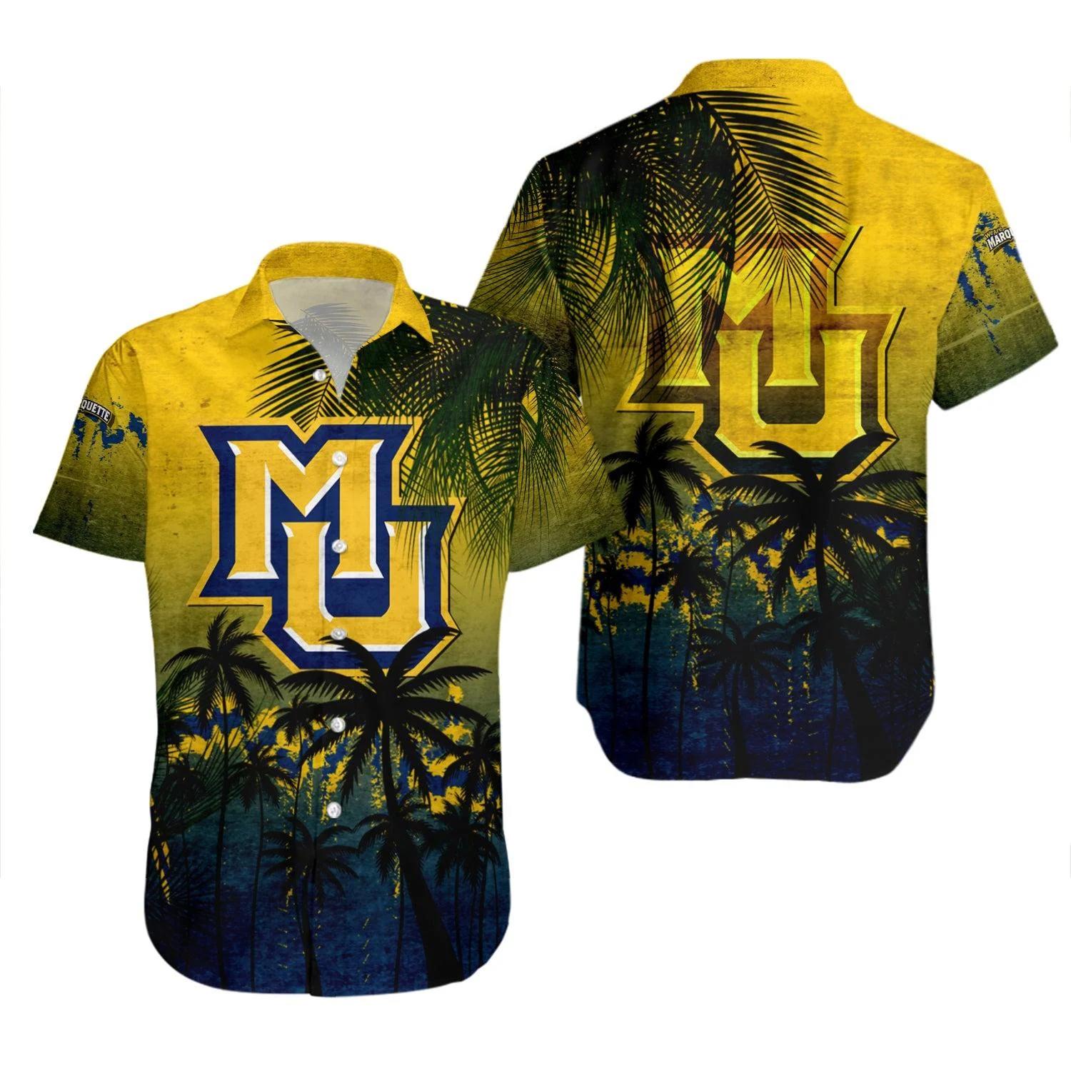 Ncaa marquette golden eagles coconut tree hawaiian shirt Hawaii Shirt Shorts & Flip Flops