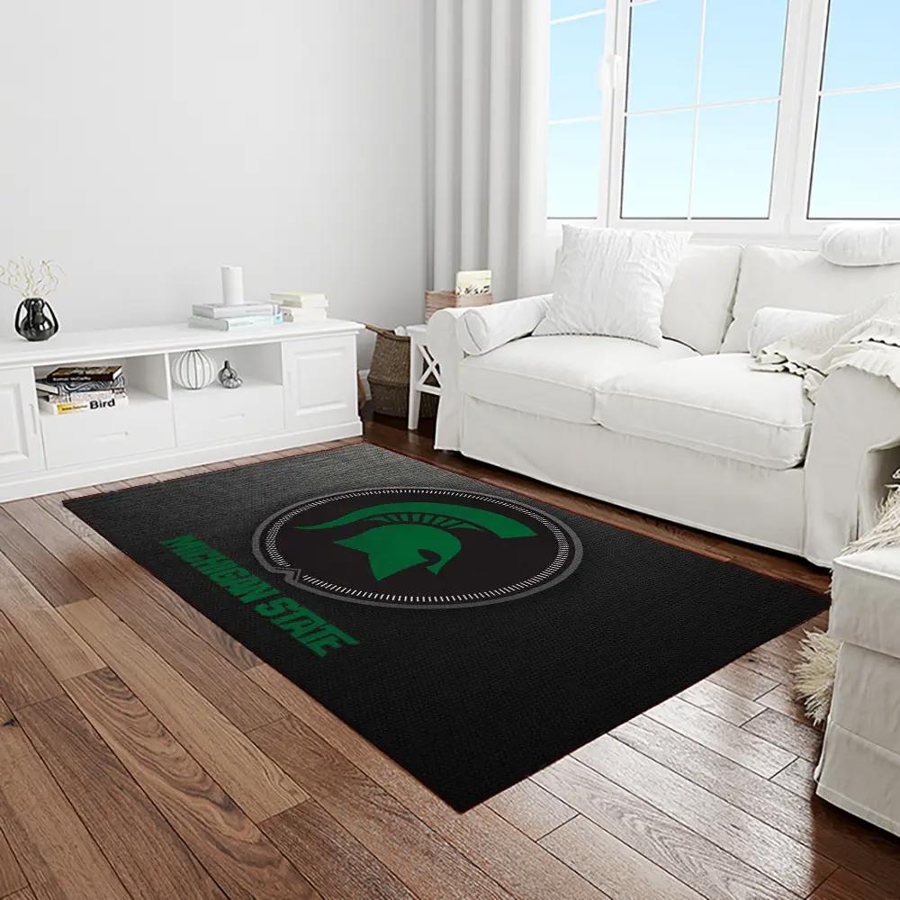 Ncaa michigan state spartans college sport basketball and foolball team logo rectangle area rug mss28 Rectangle Rug