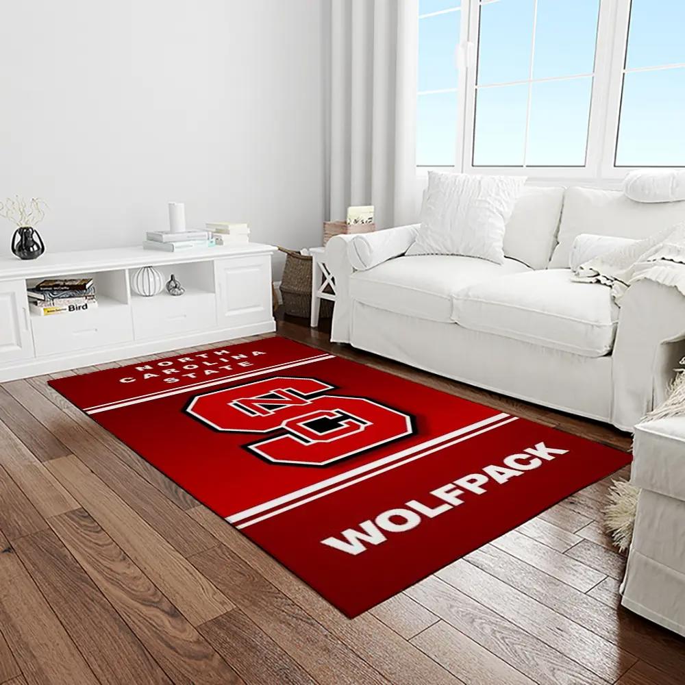 Ncaa nc state wolfpack sport basketball and foolball team logo rectangle area rug ncsw12 Rectangle Rug