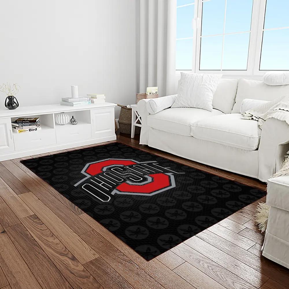 Ncaa ohio state buckeyes college sport basketball and foolball team logo rectangle area rug osb19 Rectangle Rug