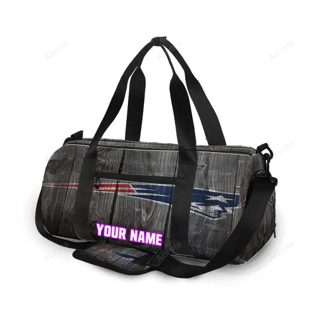 New england patriots wood background personalized name travel bag gym bag 43 Travel Bag