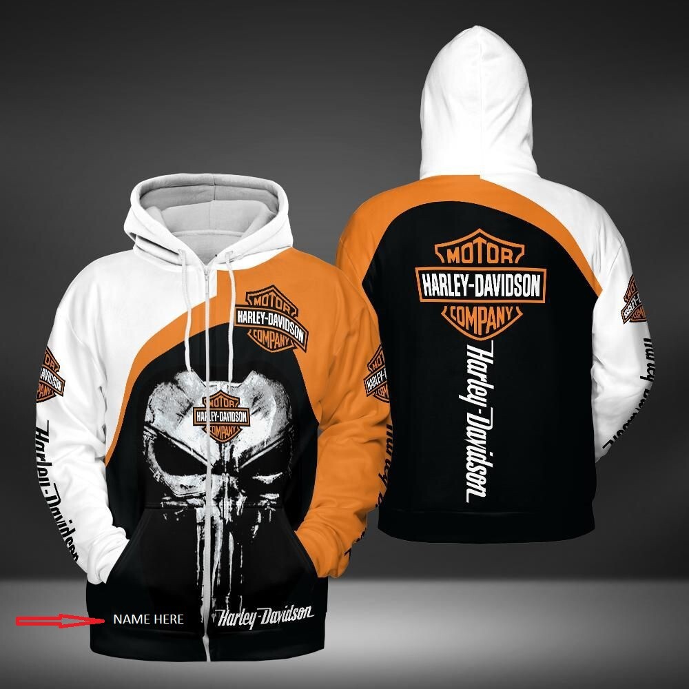 New harley davidson pullover 3d zip hoodie customize with your name or anything Zipper Hoodie 3D