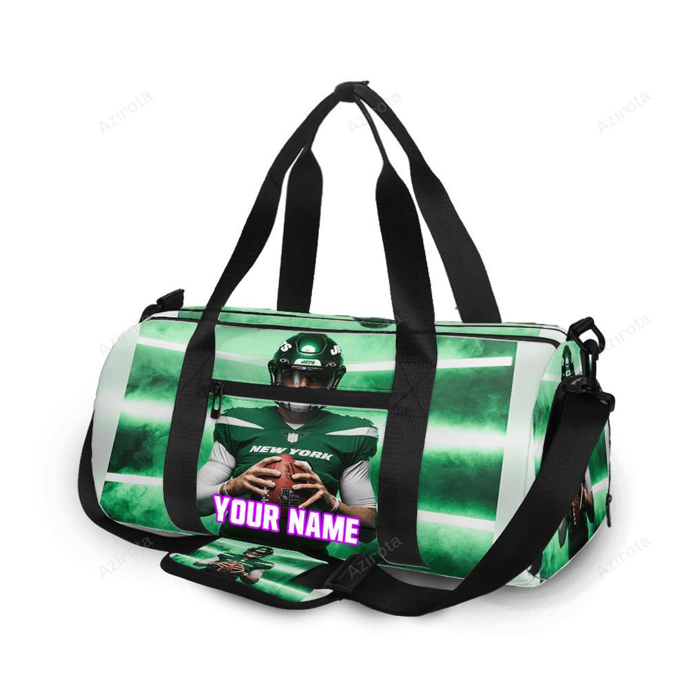 New york jets 02 zach wilson v48 personalized name travel bag gym bag 1103 Travel Bag