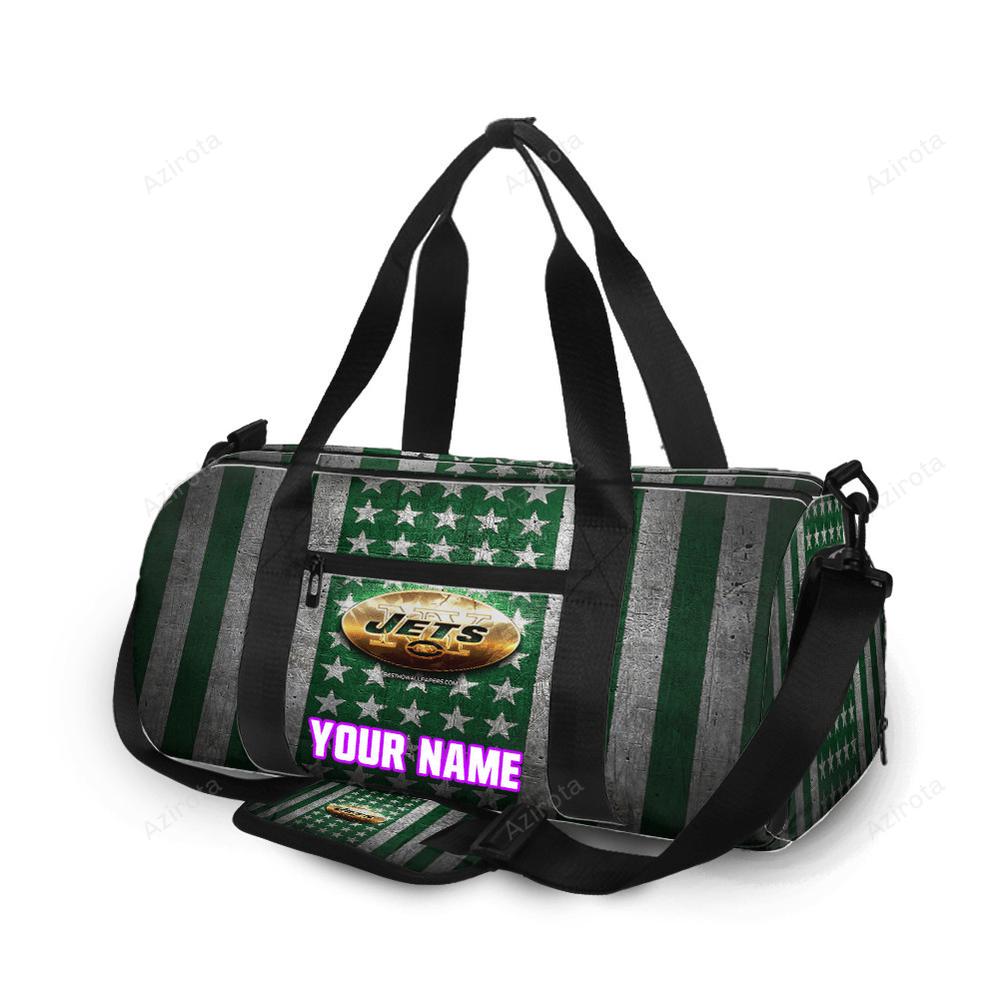 New york jets american flag v6 personalized name travel bag gym bag 723 Travel Bag