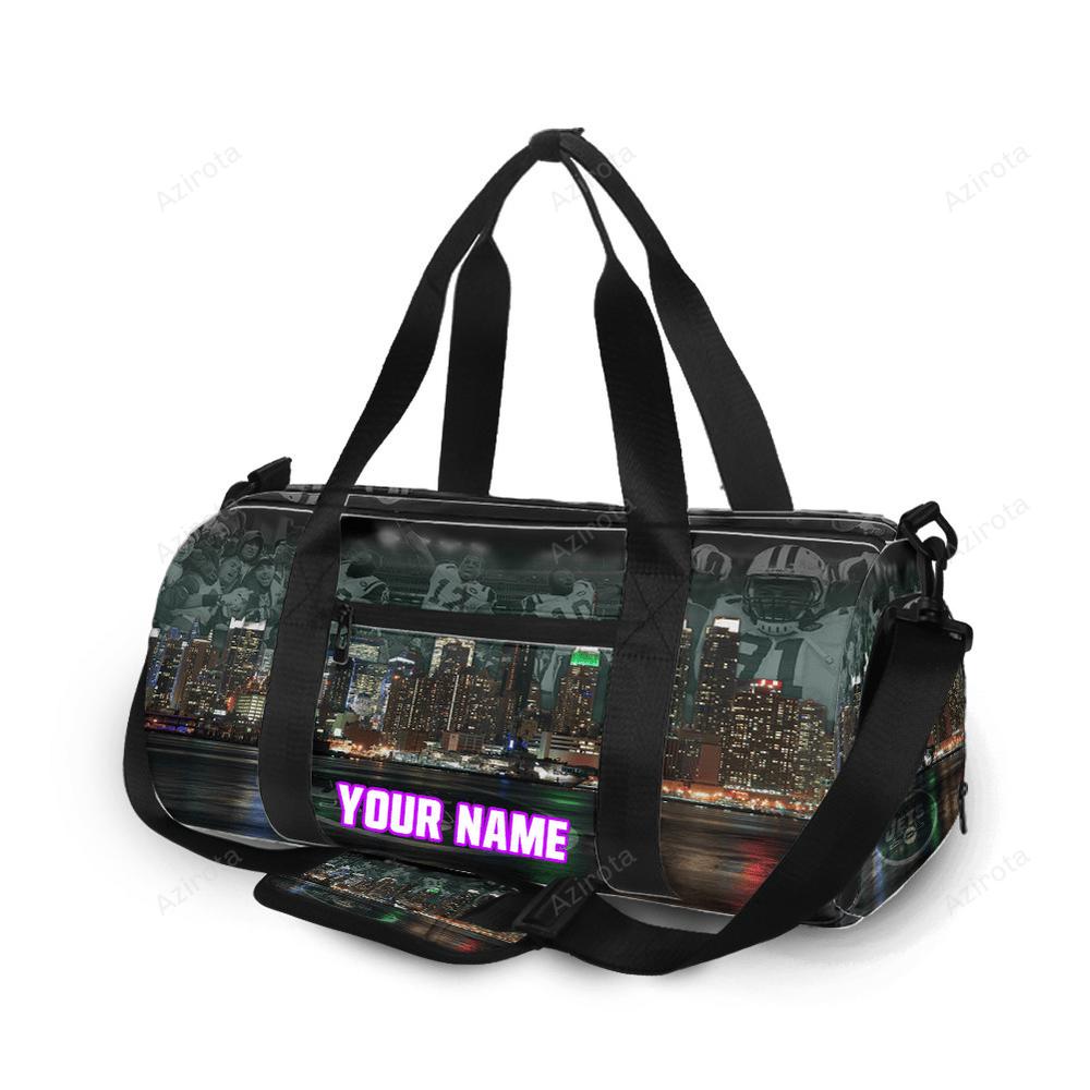 New york jets city night v25 personalized name travel bag gym bag 1058 Travel Bag