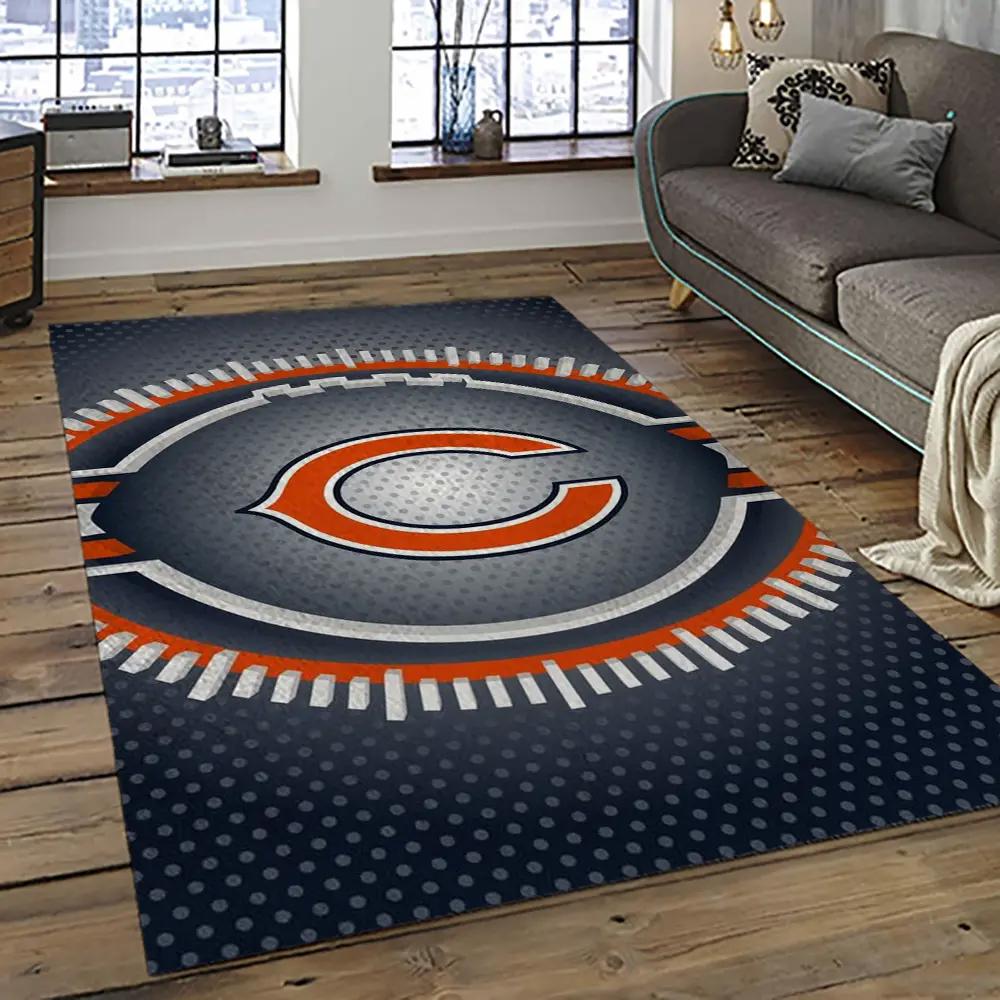 Nfl chicago bears football team logo sport carpet rectangle area rug for living room ccb43 Rectangle Rug